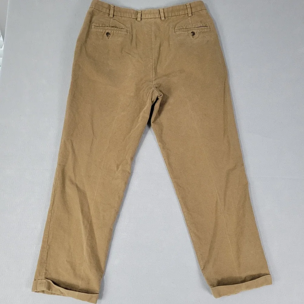 Brooks Brothers Sueded Chino Pants Mens Size 38x32 Tan Wheat‎ Elliot Pleated